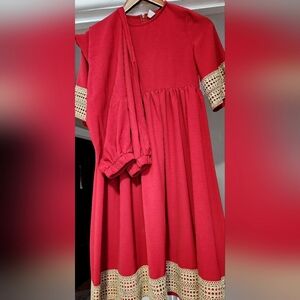 Elegant Red and Gold Kids Dress W Pants